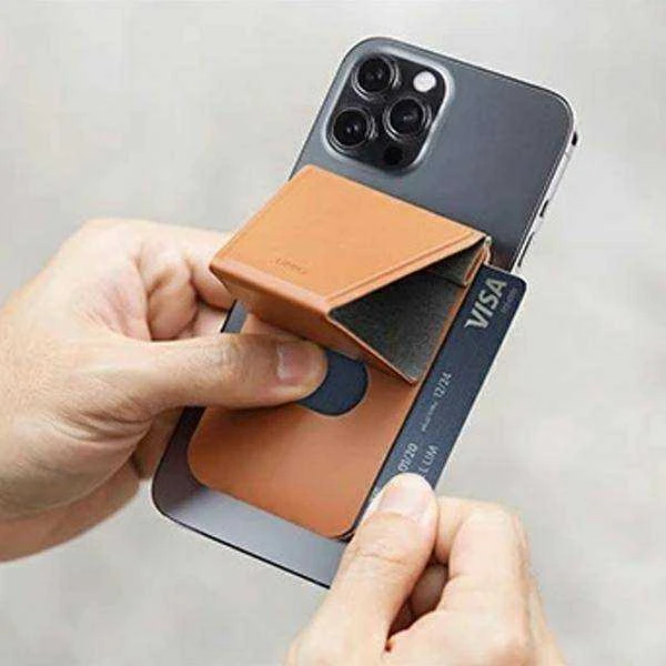 Dėklas UNIQ Lyft Magnetic phone holder snap-on stand and card holder rožinės spalvos
