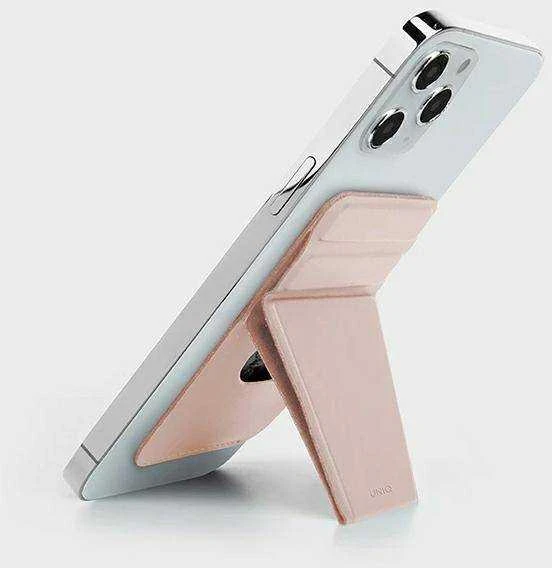 Dėklas UNIQ Lyft Magnetic phone holder snap-on stand and card holder rožinės spalvos