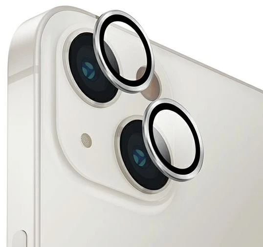 UNIQ Optix aliuminio kameros objektyvo apsauga Apple iPhone 14 6.1" / 14 Plus 6.7" su sidabriniu stikliuku