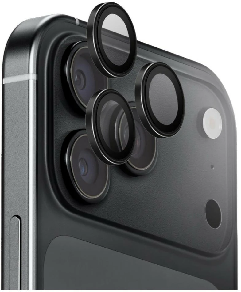 UNIQ Optix AluGuard (DX2) fotoaparato objektyvo apsauga, skirta iPhone 18 Pro / iPhone 18 Pro Max, juoda