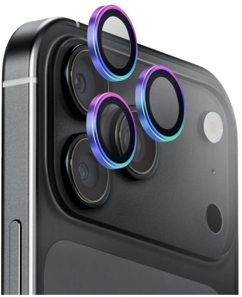 UNIQ Optix AluGuard (DX2) fotoaparato objektyvo apsauga, skirta iPhone 18 Pro / iPhone 18 Pro Max, vaivorykštinė