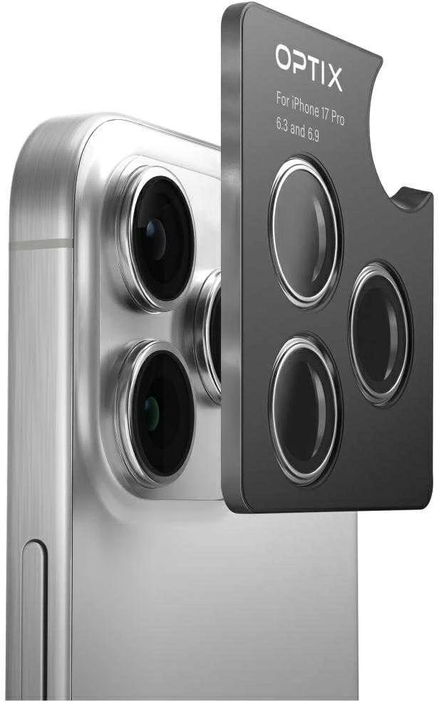 UNIQ Optix aliuminio kameros objektyvo apsauginis dėklas Apple iPhone 17 su aplikatoriumi, Juodas
