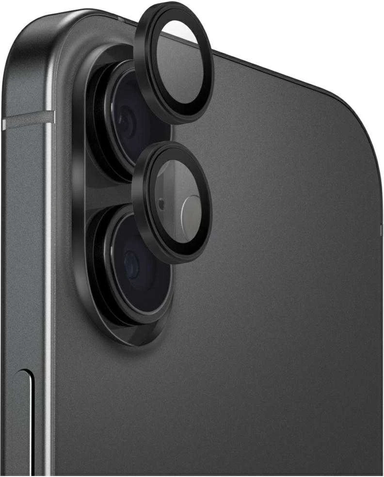 UNIQ Optix aliuminio kameros objektyvo apsauginis dėklas Apple iPhone 17 su aplikatoriumi, Juodas