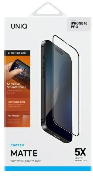 UNIQ Optix Matte Apple iPhone 16 Pro 6.3″ Matte Apsauginis stiklas su aplikatoriumi