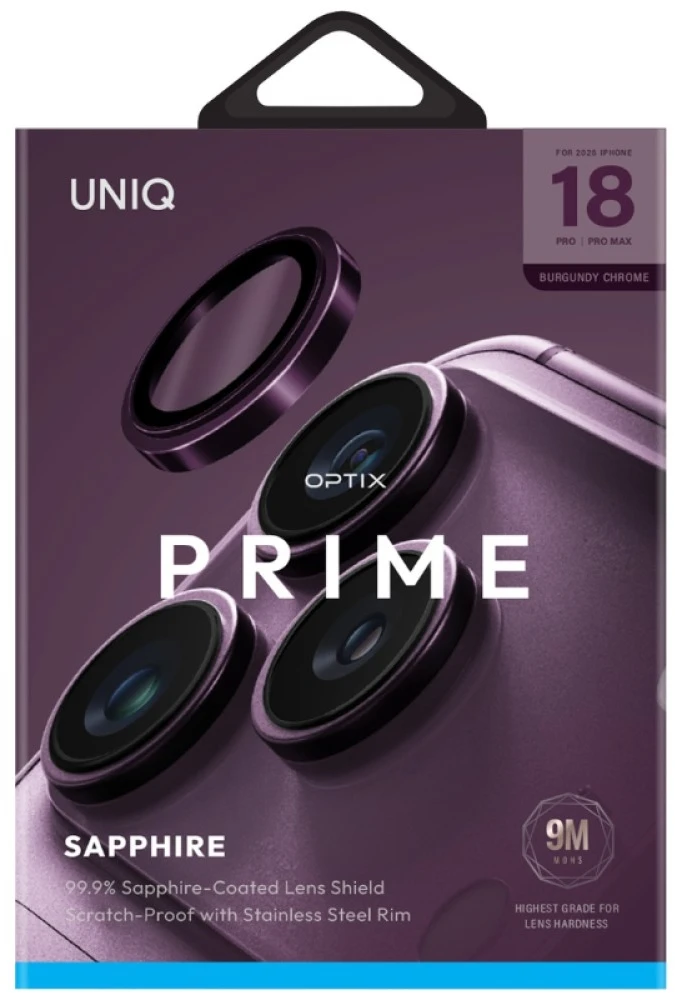 UNIQ Optix Prime fotoaparato objektyvo apsauga, skirta iPhone 18 Pro / iPhone 18 Pro Max, bordo spalvos