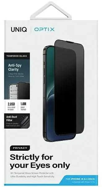 UNIQ Optix Privacy Apple iPhone 15 6.1″ / 14 Pro 6.1″ Privacy Apsauginis stiklas su aplikatoriumi
