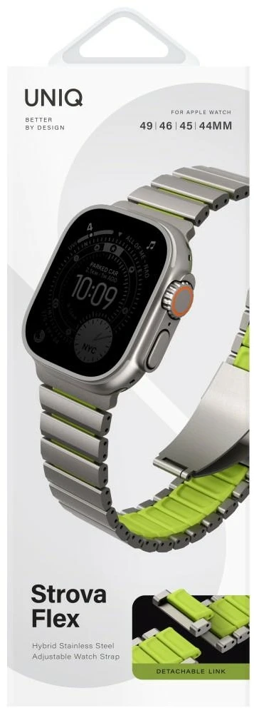 UNIQ Strova Flex apyrankė for Apple Watch 44/45/46/49mm sidabro spalvos Lime