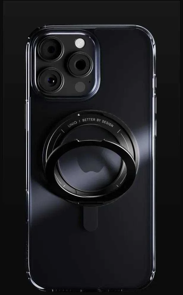Uniq Swivix 360 besisukantis stovo dėklas, skirtas iPhone 16 Pro – Juodas