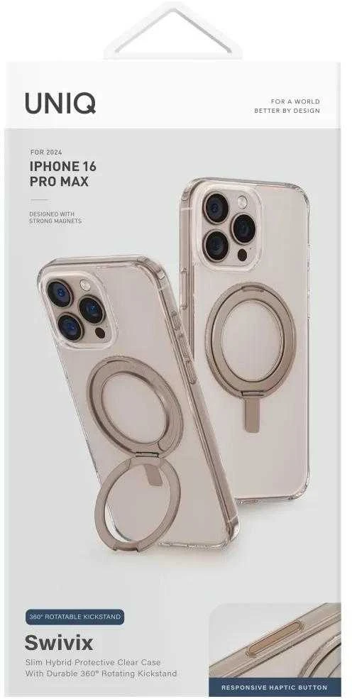 Uniq Swivix 360 besisukantis stovo dėklas, skirtas iPhone 16 Pro Max – auksinis
