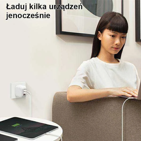 UNIQ Verge Pro Charger 66W Gan USB-C cloud baltos spalvos