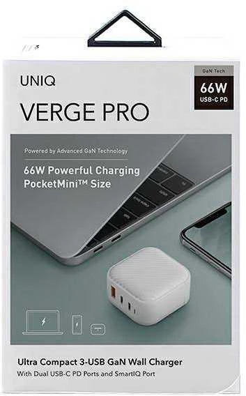 UNIQ Verge Pro Charger 66W Gan USB-C cloud baltos spalvos