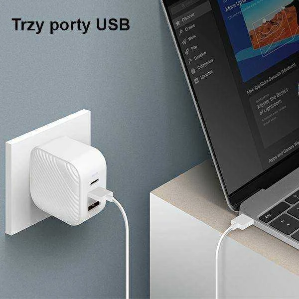 UNIQ Verge Pro Charger 66W Gan USB-C cloud baltos spalvos