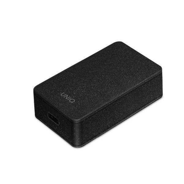 UNIQ Versa Slim įkroviklis USB-C PD 18W + USB-C-USB-C laidas, anglies juodos spalvos (LITHOS Collect)