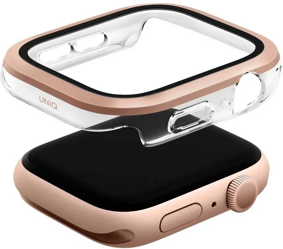 Dėklas UNIQ Voute for Apple Watch Series 10 / 11 46mm tempered glass rose auksinis
