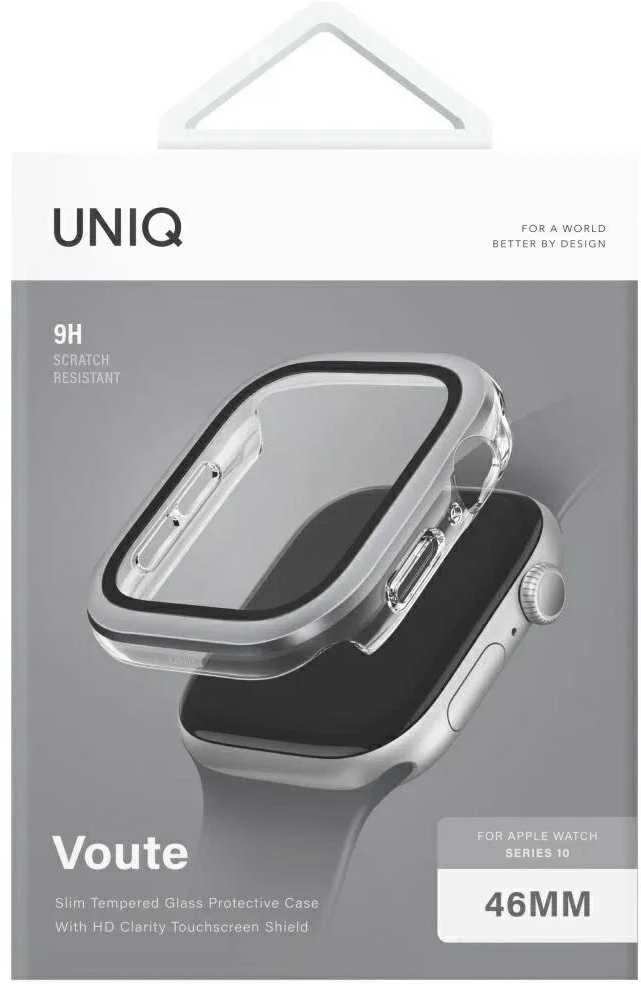 Dėklas UNIQ Voute for Apple Watch Series 10 / 11 46mm tempered glass sidabrinis