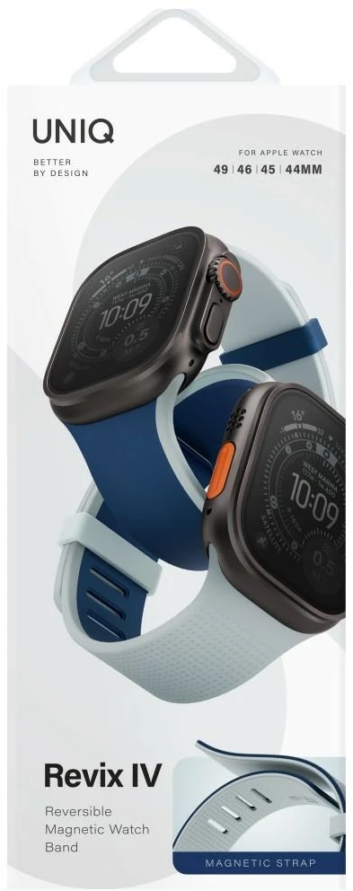 UNIQ laikrodžio apyrankė „Revix IV Premium Apple Watch 49/46/45/44mm Edition“ dvipusė magnetinė tamsiai mėlyna