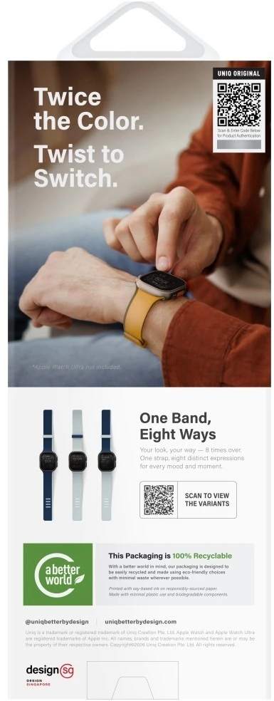UNIQ laikrodžio apyrankė „Revix IV Premium Apple Watch 49/46/45/44mm Edition“ dvipusė magnetinė tamsiai mėlyna