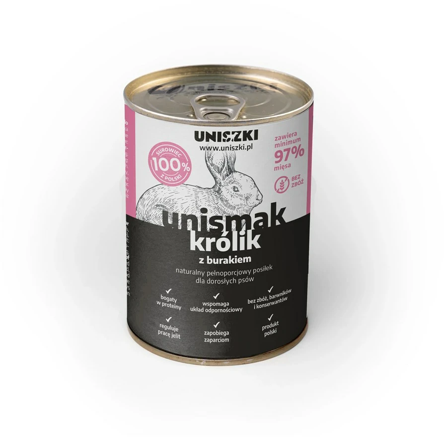 UNISZKI UNIsmak triušiena with beetroot – drėgnas ėdalas šunims – 400g