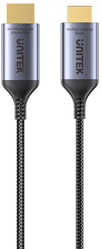 Vaizdo kabelis - UNITEK DisplayPort 1.4 į HDMI 2.1 8K 1.8m pilkas/juodas