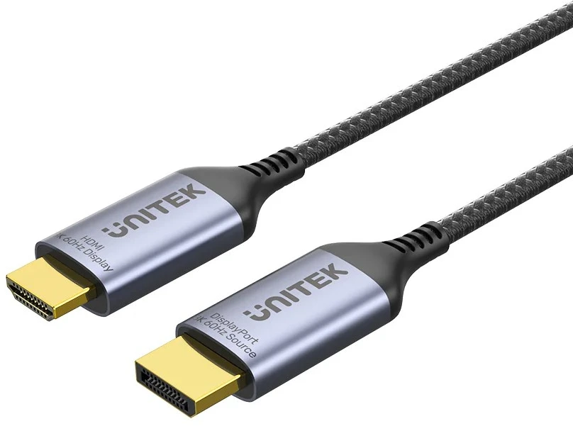 Vaizdo kabelis - UNITEK DisplayPort 1.4 į HDMI 2.1 8K 1.8m pilkas/juodas