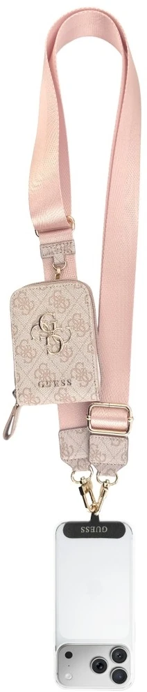 Universal lanyard with wallet Guess 4G Metal Logo pink