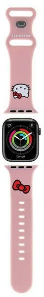Hello Kitty apyrankė HKAWLSCHBLP Apple Watch 42/44/45/49mm rožinės spalvos apyrankė Silicone Kitty Head