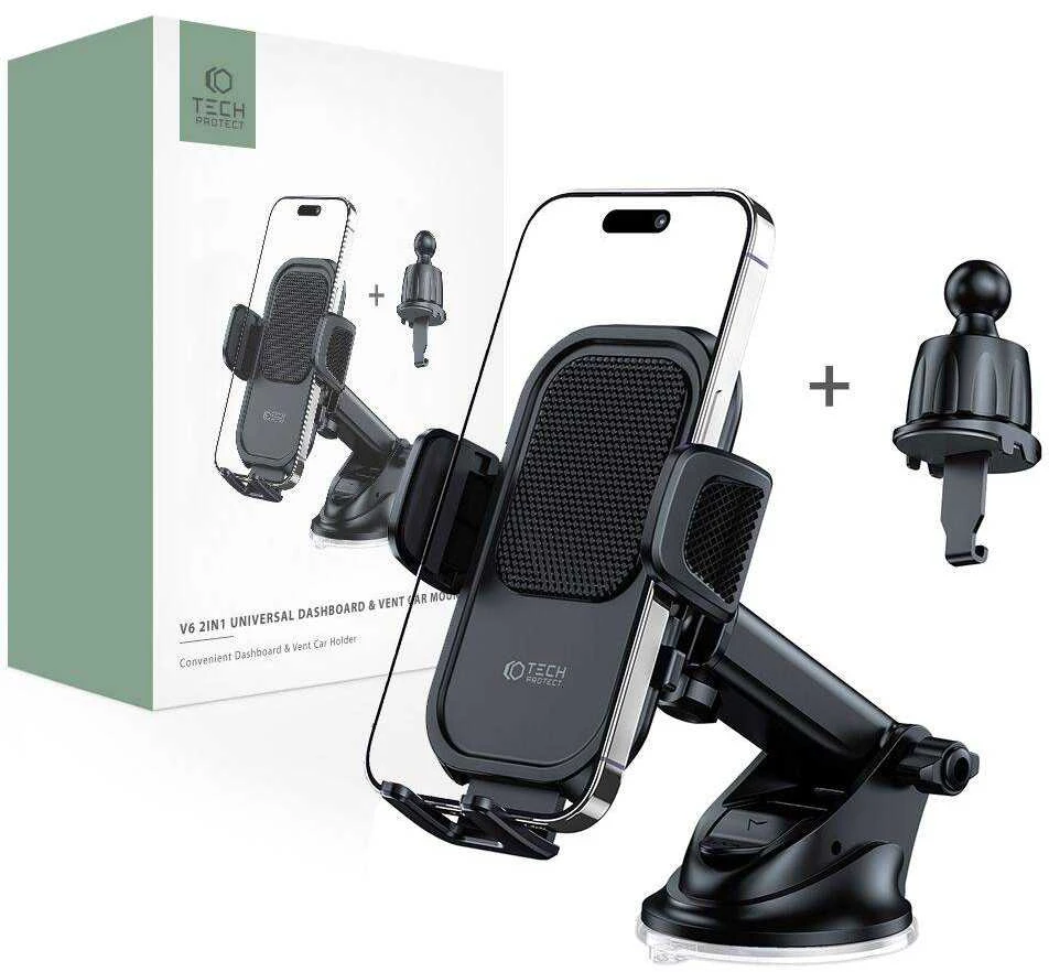 Universalus automobilinis telefono laikiklis for Dashboard / Air Vent Tech-Protect V6 juodos spalvos