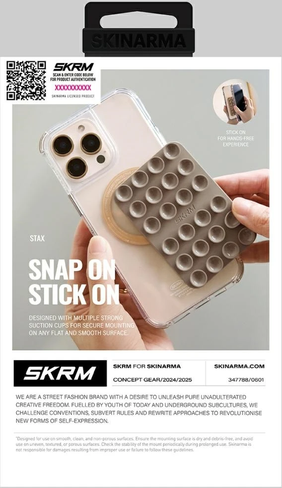 Universalus siurbtukas Skinarma Stax MagSafe telefonui, šampaninės spalvos
