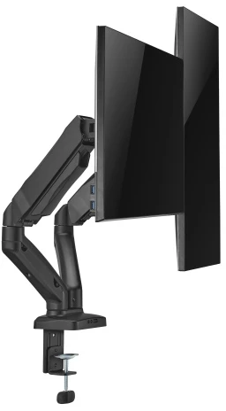Up Up Premium Dual-Screen Monitoriaus laikiklis 17-32”, VESA 75×75, 100×100, Matinė juoda