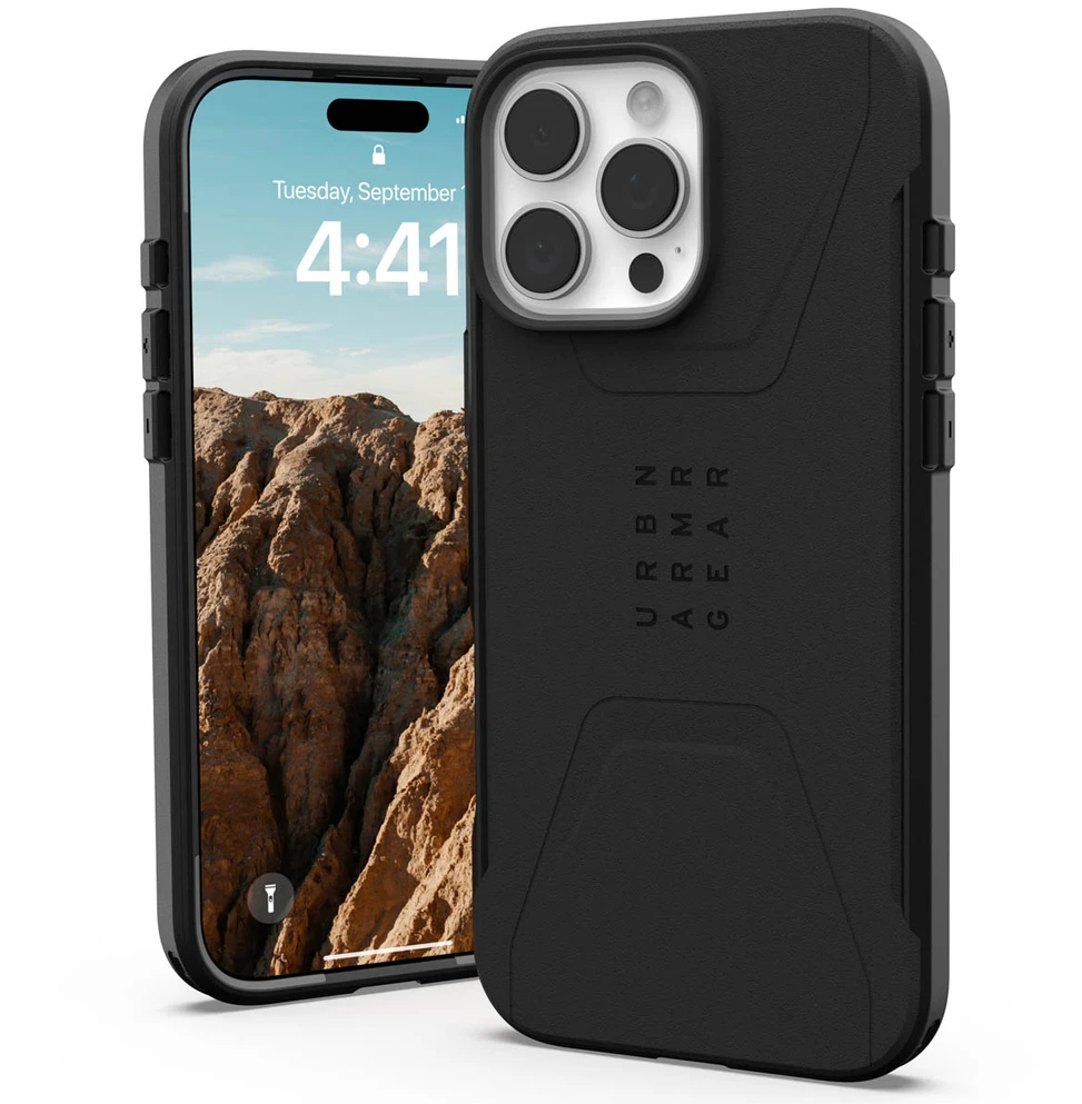Dėklas Urban Armor Gear UAG Civilian nugarėlė su MagSafe, skirta iPhone 16 Pro Max – Juoda