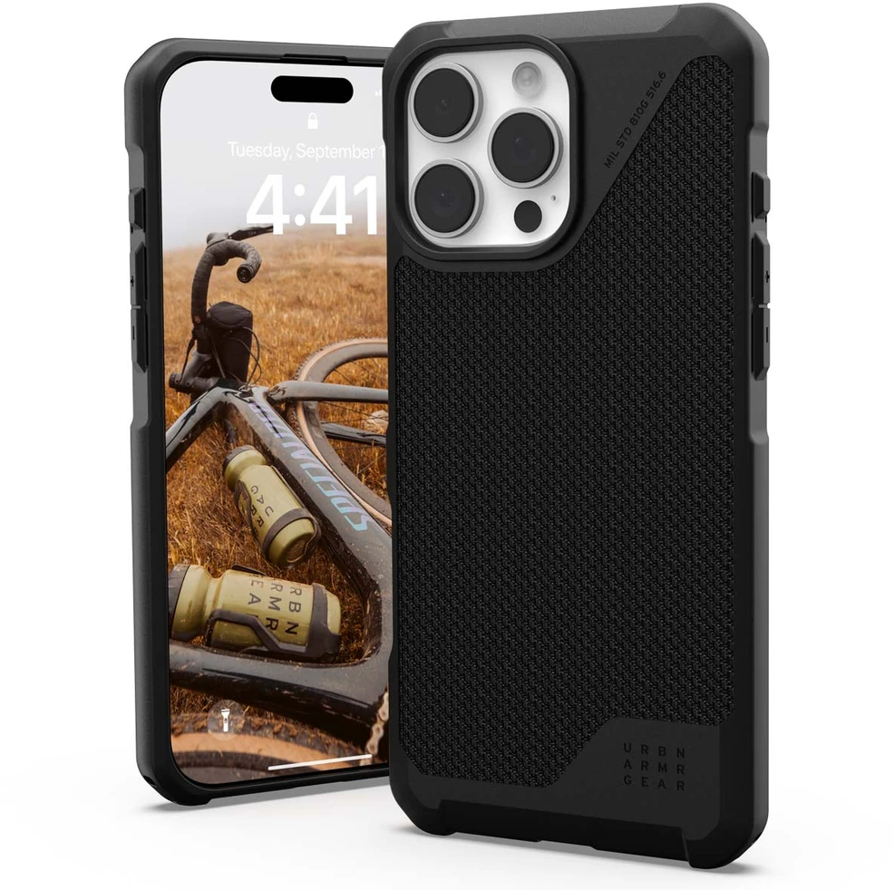 Dėklas Urban Armor Gear UAG galinis dangtelis Metropolis LT MagSafe, skirtas iPhone 16 Pro Max – Kevlar Juodas