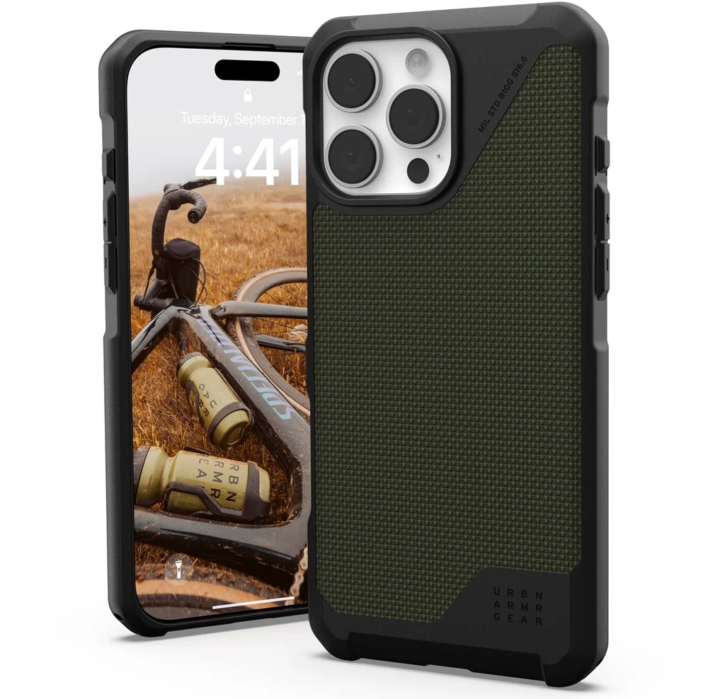 Dėklas Urban Armor Gear UAG galinis dangtelis Metropolis LT MagSafe, skirtas iPhone 16 Pro Max – Kevlar Olive