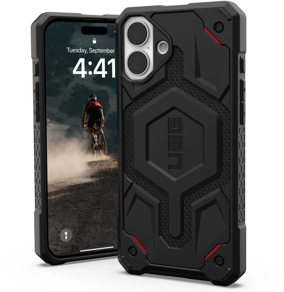 Dėklas Urban Armor Gear UAG Monarch Pro galinis dangtelis, skirtas iPhone 16 Plus – Kevlar Juodas