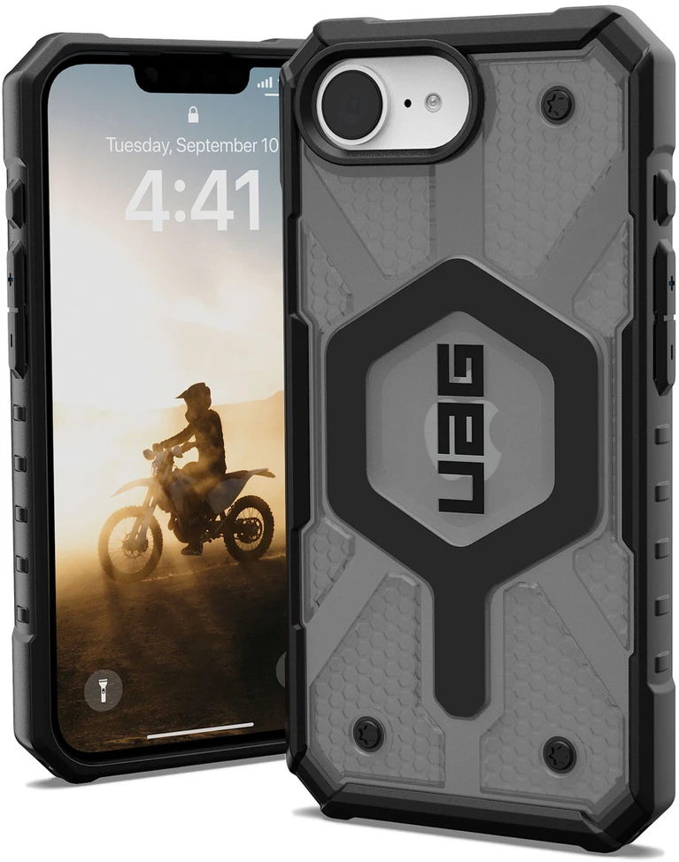 Urban Armor Gear UAG Pathfinder Skaidrus MagSafe iPhone 16e dėklas – pilka/juoda