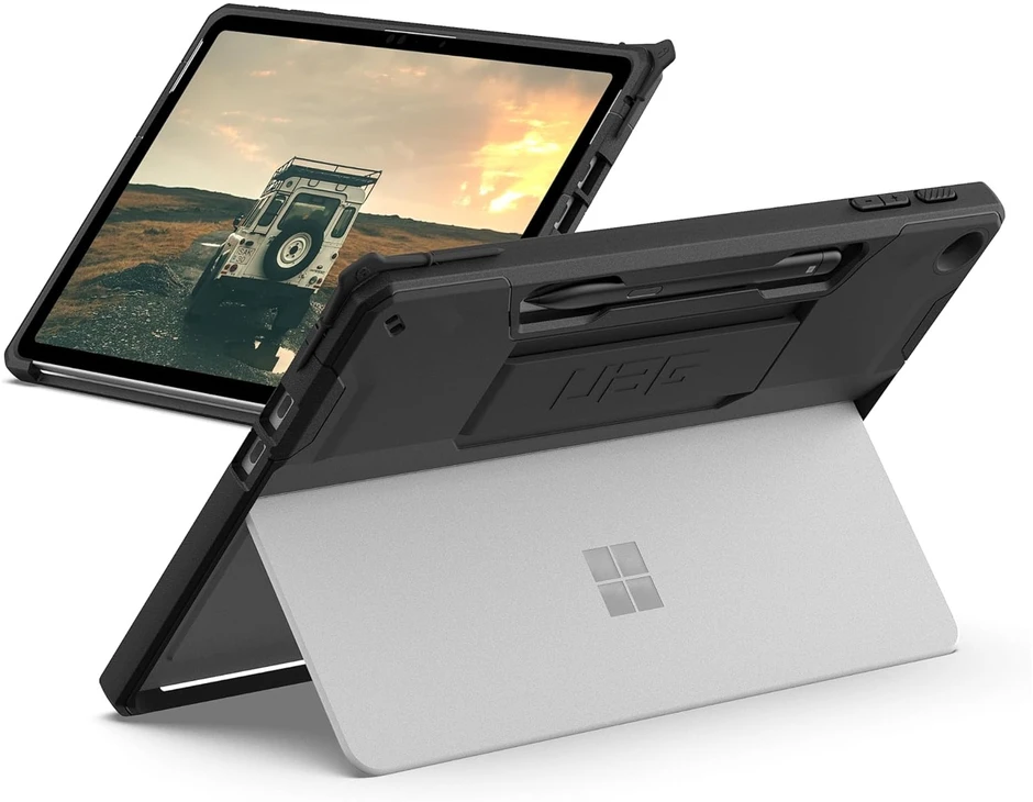 Urban Armor Gear UAG Scout galinis dangtelis su rankos dirželiu, skirtas Microsoft Surface Pro 12 – juodas