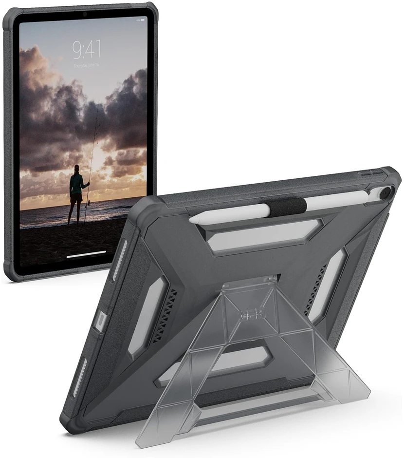 Urban Armor Gear UAG Scout Plus nugarėlė su stovu, skirta iPad Air 11 colių (2026) M4 / (2025) M3 / (2024) M2 – Ash