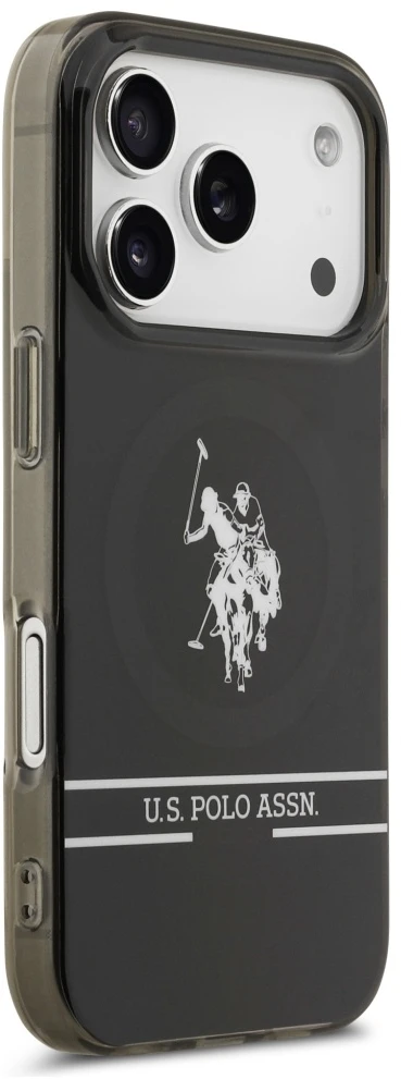 Us Polo Assn US Polo DH and Bottom Stripe Logo MagSafe dėklas Apple iPhone 17 Pro juodos spalvos