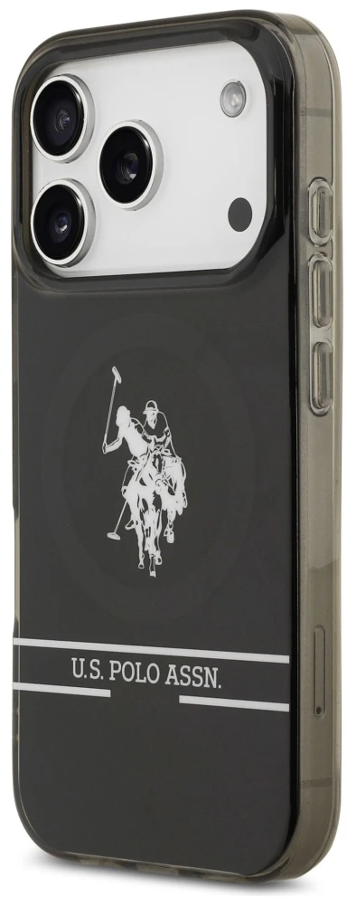Us Polo Assn US Polo DH and Bottom Stripe Logo MagSafe dėklas Apple iPhone 17 Pro juodos spalvos