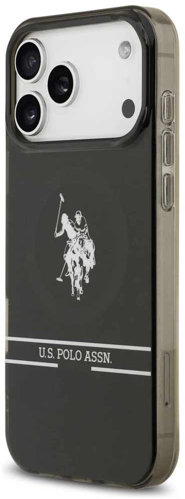 Us Polo Assn US Polo DH and Bottom Stripe Logo MagSafe dėklas Apple iPhone 17 Pro Max juodos spalvos