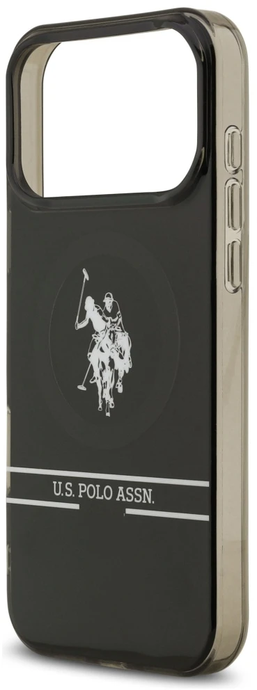Us Polo Assn US Polo DH and Bottom Stripe Logo MagSafe dėklas Apple iPhone 17 Pro Max juodos spalvos