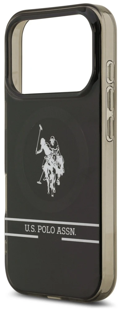 Us Polo Assn US Polo DH and Bottom Stripe Logo MagSafe dėklas Apple iPhone 17 Pro juodos spalvos