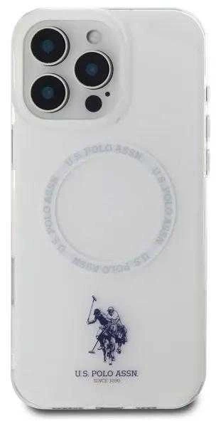Dėklas „Us Polo Assn US Polo“ USHMP16LHOCLDPW „Apple iPhone 16 Pro 6.3“ baltos spalvos IML Ring MagSafe