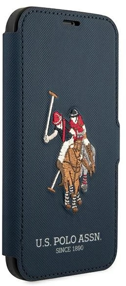 Dėklas „Us Polo Assn“ „US Polo“ USFLBKP12MPUGFLNV „Apple iPhone 12/12 Pro 6,1“ tamsiai mėlynas, knygutė, polo siuvinėjimo kolekcija