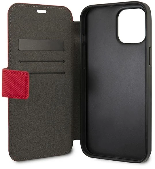 Dėklas „Us Polo Assn US Polo“ USFLBKP12MPUGFLRE „Apple iPhone 12/12 Pro 6,1“ raudonos spalvos knygelė „Polo Embroidery Collection“