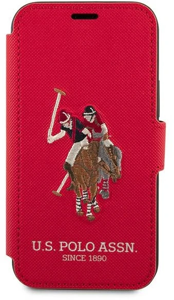 Dėklas „Us Polo Assn US Polo“ USFLBKP12MPUGFLRE „Apple iPhone 12/12 Pro 6,1“ raudonos spalvos knygelė „Polo Embroidery Collection“
