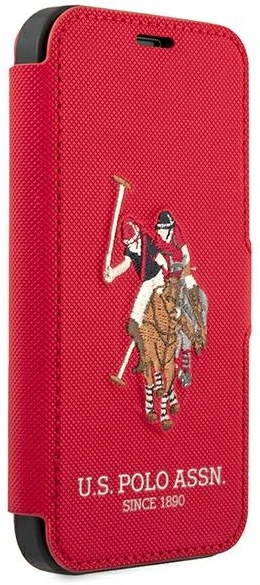 Dėklas „Us Polo Assn US Polo“ USFLBKP12MPUGFLRE „Apple iPhone 12/12 Pro 6,1“ raudonos spalvos knygelė „Polo Embroidery Collection“