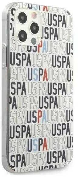 Dėklas „Us Polo Assn US Polo“ USHCP12LPCUSPA6 „Apple iPhone 12 Pro Max 6,7“ baltos spalvos „Logo Mania“ kolekcija