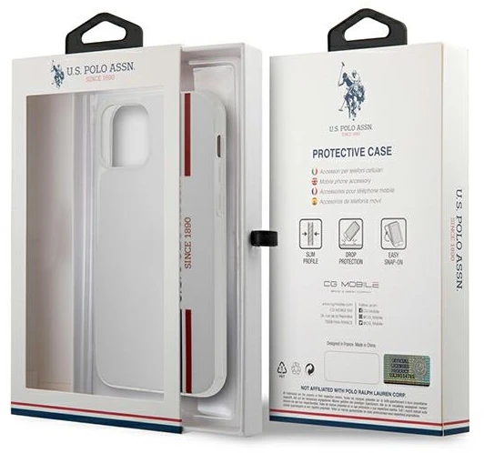 Dėklas „Us Polo Assn US Polo“ USHCP12MPCUSSWH „Apple iPhone 12/12 Pro 6,1“ baltos spalvos „Tricolor Collection“