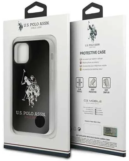Us Polo Assn US Polo USHCP12STPUHRBK Apple iPhone 12 mini 5,4" telefono dėklas juodos spalvos Shiny Big Logo