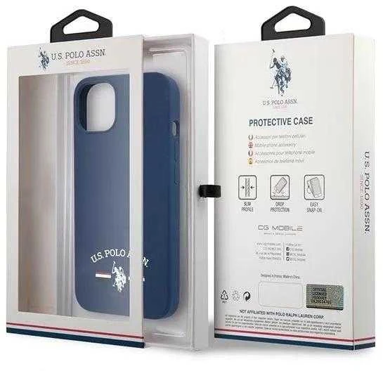 „Us Polo Assn US Polo“ USHCP13SSFGV „Apple iPhone 13 mini 5,4“ tamsiai mėlynas silikoninis dėklas
